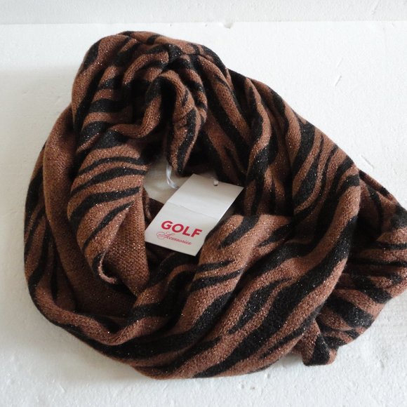 Animal Pattern brown/black/metallic infinity scarf - Picture 1 of 5